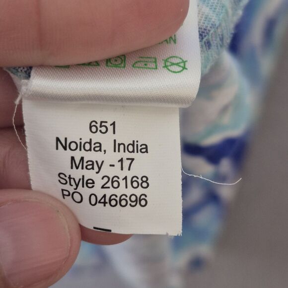 Lilly Pulitzer Women's Sleeveless Serene Blue Tropical Me Print Dev Dress L - Picture 11 of 11